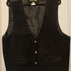 Vintage Men's Black Suede Leather Vest